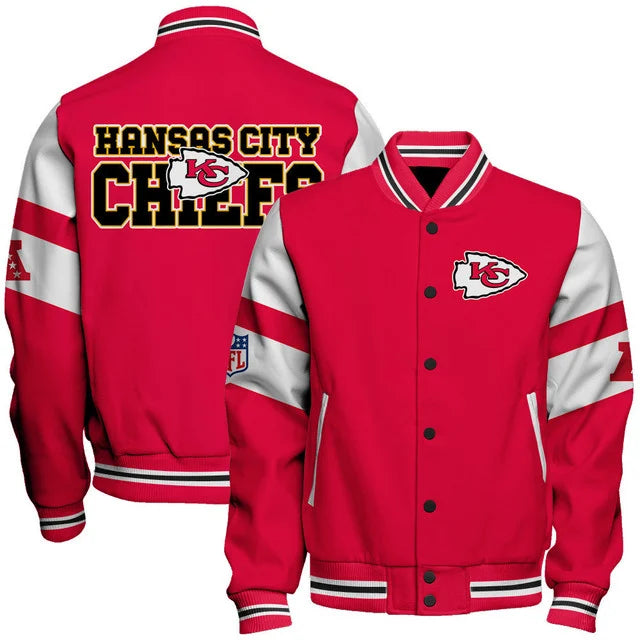 LIMITED EDITION - NEW CUSTOMIZED NFL01 KCC KANSAS CITY CHIEFS SATIN VARSITY & BASEBALL JACKET