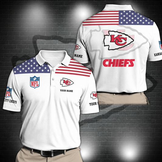 LIMITED EDITION - NEW CUSTOMIZED NFL01 KCC KANSAS CITY CHIEFS POLO SHIRT