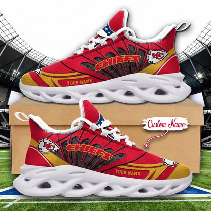 LIMITED EDITION - NEW CUSTOMIZED NFL01 KCC KANSAS CITY CHIEFS UNISEX CLUNKY SNEAKERS