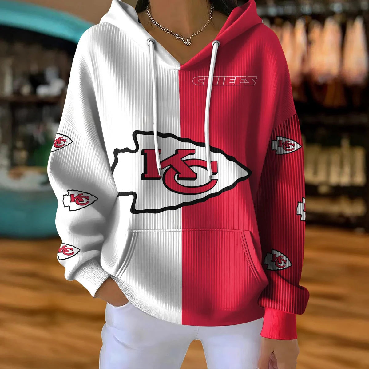 [SPECIAL OFFER] NEW CUSTOMIZED NFL01 KCC KANSAS CITY CHIEFS RIBBED HOODIE & SWEATSHIRT