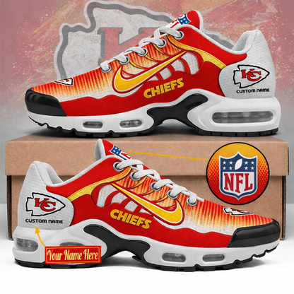 LIMITED EDITION - NEW CUSTOMIZED NFL01 KCC KANSAS CITY CHIEFS UNISEX AIR MAX PLUS SNEAKERS