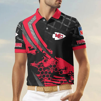 LIMITED EDITION - NEW CUSTOMIZED NFL01 KCC KANSAS CITY CHIEFS POLO SHIRT