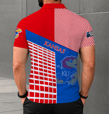 VIRAL EDITION - NEW CUSTOMIZED NCAA MAM01 KSJ KANSAS JAYHAWKS POLO SHIRT