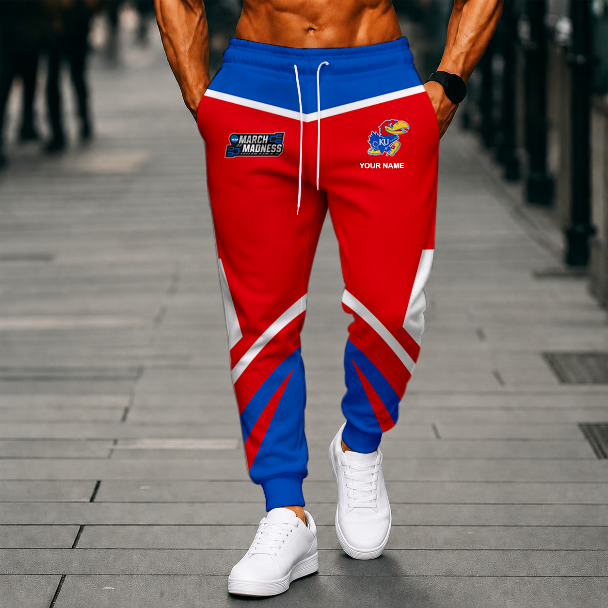 LIMITED EDITION - NEW CUSTOMIZED NCAA MAM01 KSJ KANSAS JAYHAWKS SWEATPANTS