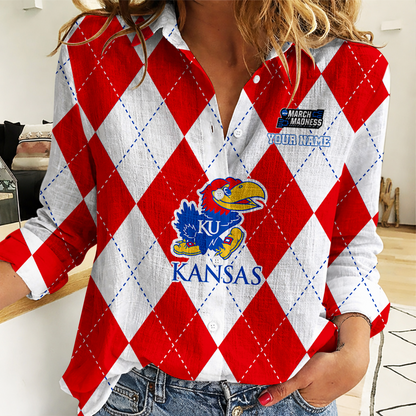 LIMITED DROP - NEW CUSTOMIZED | NCAA MAM01 KSJ KS JAYHAWKS WOMEN CASUAL SHIRT FOR FAN