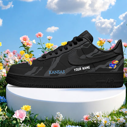 [FAN FAVORITE] NEW CUSTOMIZED NCAA MAM01 KSJ KANSAS JAYHAWKS STRAPPY AF1 SHOES