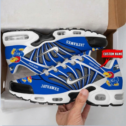 LIMITED EDITION - NEW CUSTOMIZED MAM NCAA01 KSJ KS JAYHAWKS UNISEX AIR MAX PLUS SNEAKERS