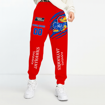 LIMITED EDITION - NEW CUSTOMIZED NCAA FBS01 KSJ KANSAS JAYHAWKS UNISEX LONG PANTS