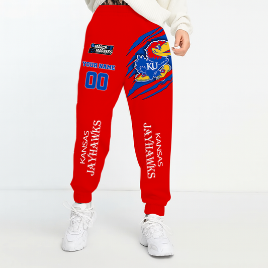 LIMITED EDITION - NEW CUSTOMIZED NCAA FBS01 KSJ KANSAS JAYHAWKS UNISEX LONG PANTS