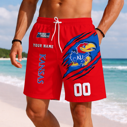 LIMITED EDITION - NEW CUSTOMIZED NCAA MAM01 KSJ KANSAS JAYHAWKS SHORT PANTS