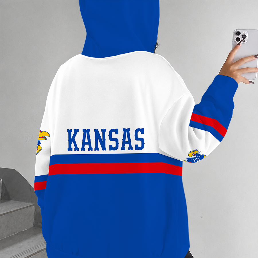 [FAN FAVORITE] NEW CUSTOMIZED NCAA MAM01 KSJ KANSAS JAYHAWKS STRAPPY ZIP HOODIE