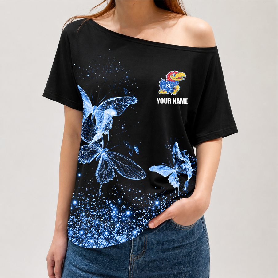 [FAN FAVORITE] NEW CUSTOMIZED NCAA MAM01 KSJ KANSAS JAYHAWKS STRAPPY OFF-SHOULDER SHIRT