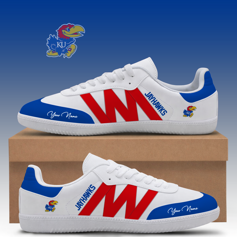 [FAN FAVORITE] NEW CUSTOMIZED NCAA MAM01 KSJ KANSAS JAYHAWKS CLASSIC SNEAKERS