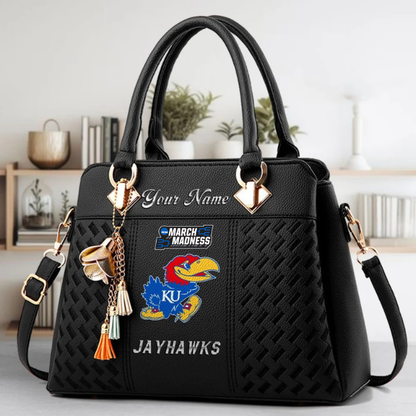 LIMITED EDITION - NEW CUSTOMIZED NCAA MAM01 KSJ KANSAS JAYHAWKS ZIP HANDBAG MULTICOLOR