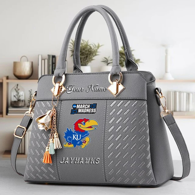 LIMITED EDITION - NEW CUSTOMIZED NCAA MAM01 KSJ KANSAS JAYHAWKS ZIP HANDBAG MULTICOLOR