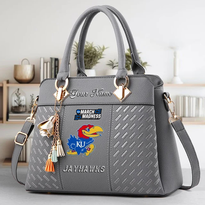 LIMITED EDITION - NEW CUSTOMIZED NCAA MAM01 KSJ KANSAS JAYHAWKS ZIP HANDBAG MULTICOLOR