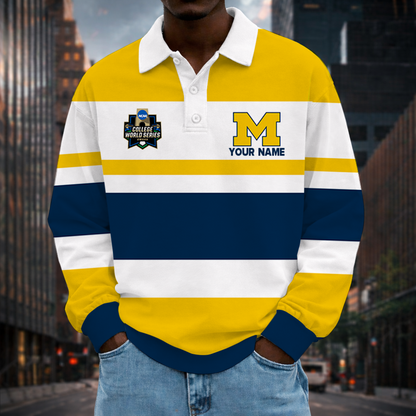 LIMITED EDITION - NEW CUSTOMIZED NCAA CWS01 MIW MICHIGAN WOLVERINES UNISEX LONG SLEEVE POLO