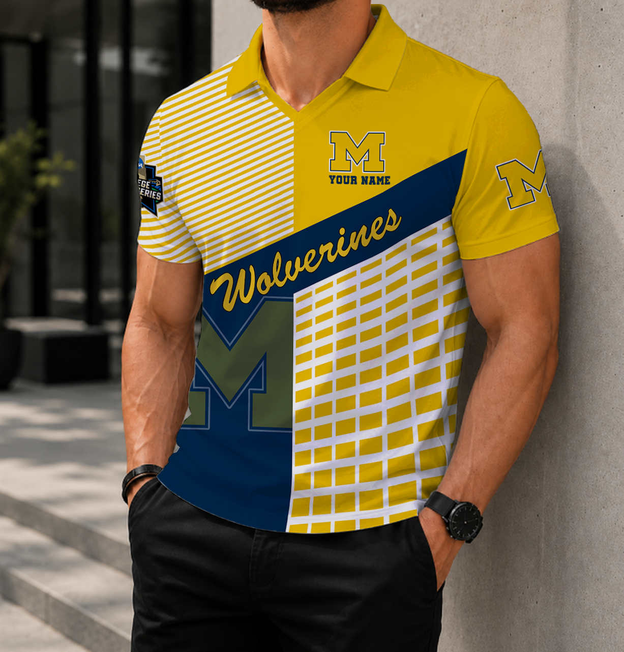 VIRAL EDITION - NEW CUSTOMIZED NCAA CWS01 MIW MICHIGAN WOLVERINES POLO SHIRT