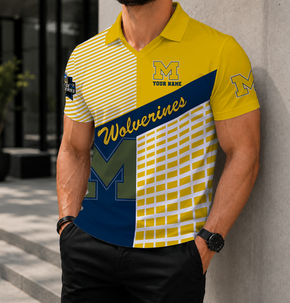 VIRAL EDITION - NEW CUSTOMIZED NCAA CWS01 MIW MICHIGAN WOLVERINES POLO SHIRT