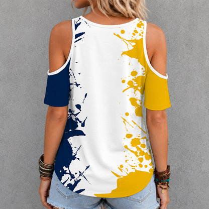 [FAN FAVORITE] NEW CUSTOMIZED NCAA CWS01 MIW MICHIGAN WOLVERINES CRISS CROSS V-NECK TOP