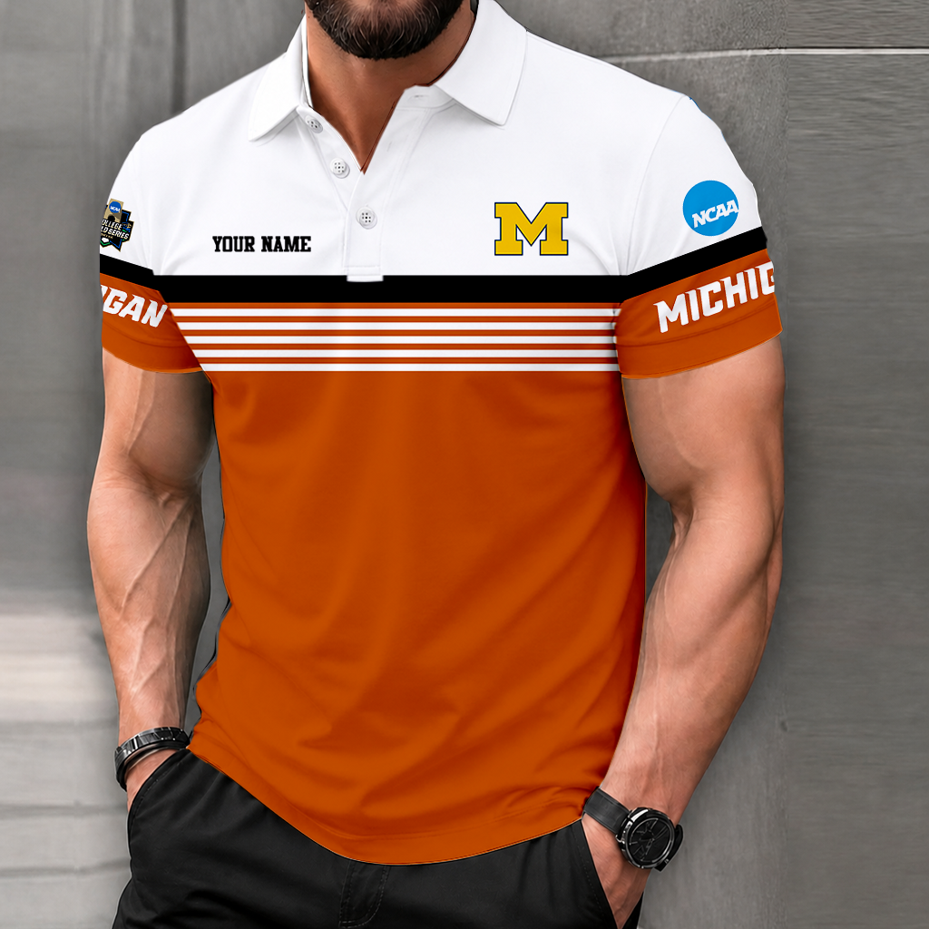 LIMITED EDITION - NEW CUSTOMIZED NCAA CWS01 MIW MICHIGAN WOLVERINES POLO SHIRT