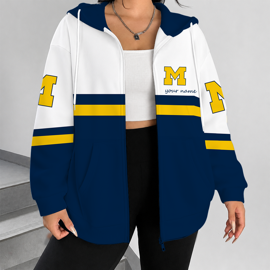 [FAN FAVORITE] NEW CUSTOMIZED NCAA CWS01 MIW MICHIGAN WOLVERINES ZIP HOODIE
