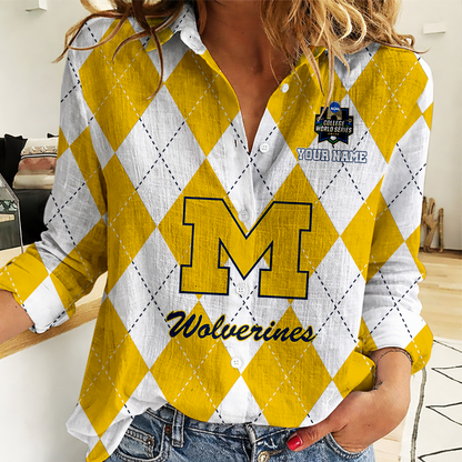 LIMITED DROP - NEW CUSTOMIZED | NCAA CWS01 MIW MI WOLVERINES WOMEN CASUAL SHIRT FOR FAN