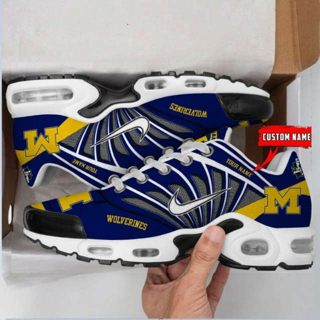 LIMITED EDITION - NEW CUSTOMIZED NCAA CWS01 MIW MICHIGAN WOLVERINES UNISEX AIR MAX PLUS SNEAKERS