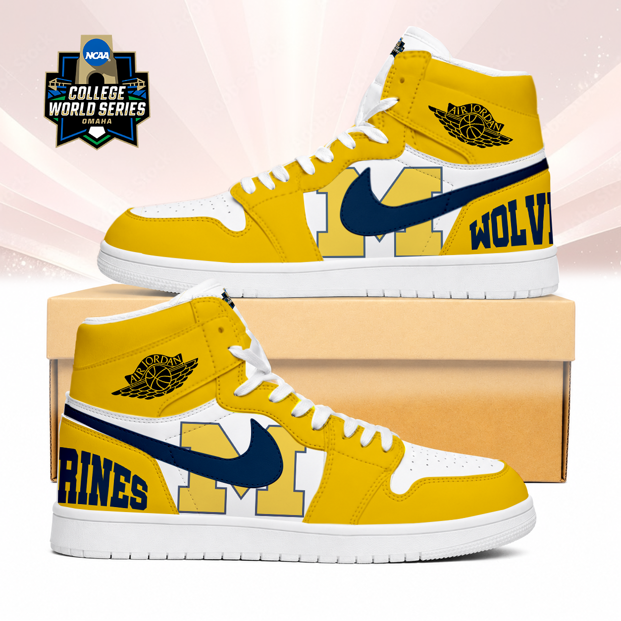 LIMITED EDITION - NEW CUSTOMIZED NCAA CWS01 MIW MICHIGAN WOLVERINES AIR JORDAN SNEAKERS