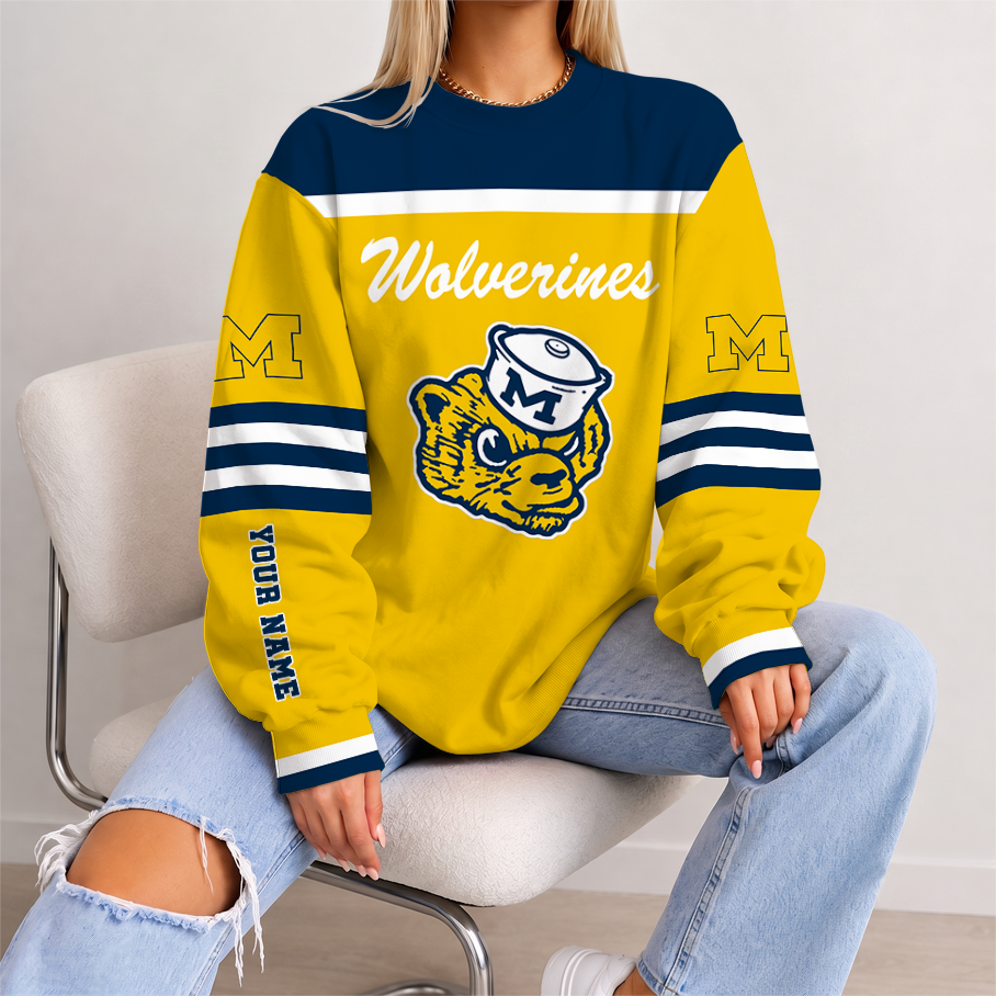 [FAN FAVORITE] NEW CUSTOMIZED NCAA CWS01 MIW MICHIGAN WOLVERINES UNISEX SWEATSHIRT