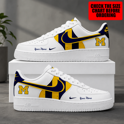 [FAN FAVORITE] NEW CUSTOMIZED NCAA CWS01 MIW MICHIGAN WOLVERINES AF1 SHOES