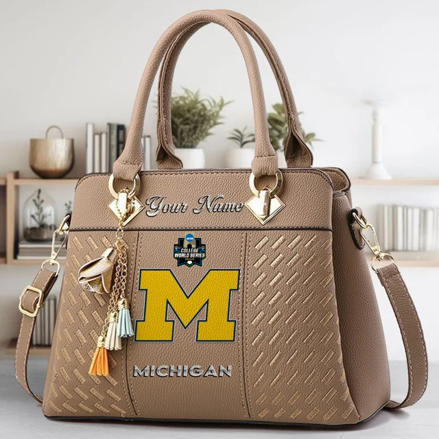 LIMITED EDITION - NEW CUSTOMIZED NCAA CWS01 MIW MICHIGAN WOLVERINES ZIP HANDBAG MULTICOLOR