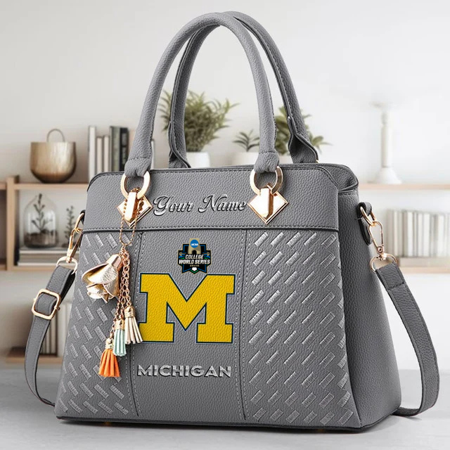 LIMITED EDITION - NEW CUSTOMIZED NCAA CWS01 MIW MICHIGAN WOLVERINES ZIP HANDBAG MULTICOLOR