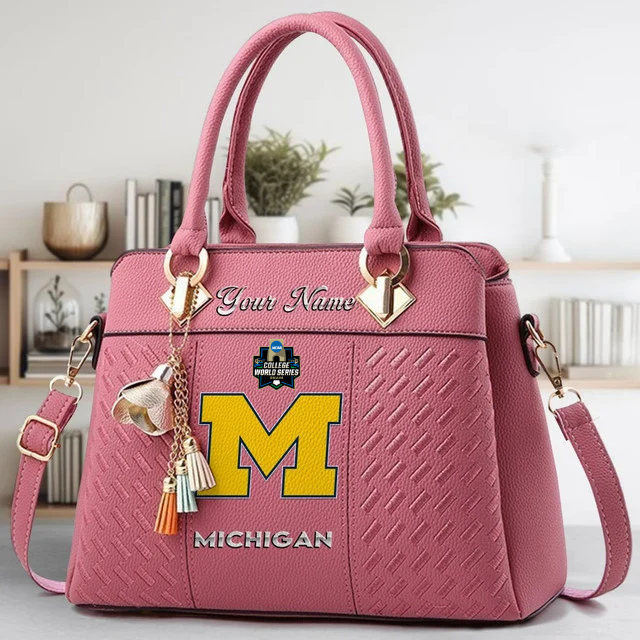 LIMITED EDITION - NEW CUSTOMIZED NCAA CWS01 MIW MICHIGAN WOLVERINES ZIP HANDBAG MULTICOLOR