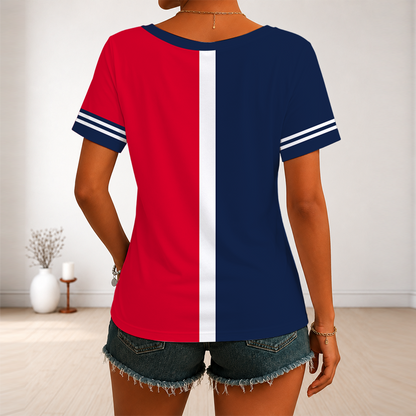 LIMITED EDITION - NEW CUSTOMIZED MLB01 NYY NEW YORK YANKEES V-NECK FEMALE SHIRT
