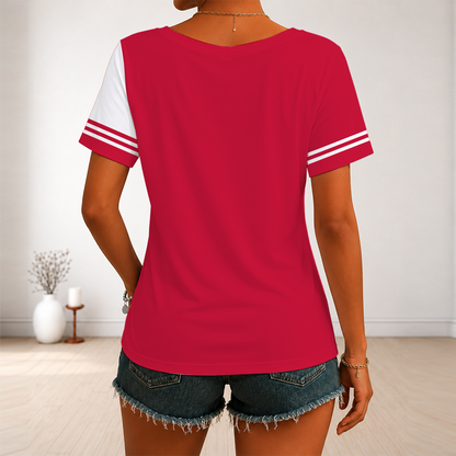 [SPECIAL OFFER] NEW CUSTOMIZED NFL01 KCC KANSAS CITY CHIEFS V-NECK FEMALE SHIRT