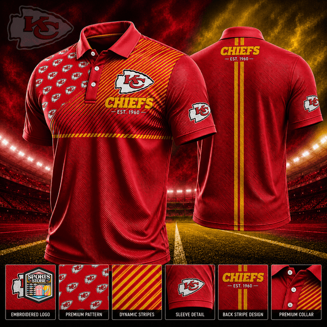 VIRAL EDITION - NEW CUSTOMIZED NFL01 KCC KANSAS CITY CHIEFS POLO SHIRT, ZIP POLO SHIRT & T-SHIRTS