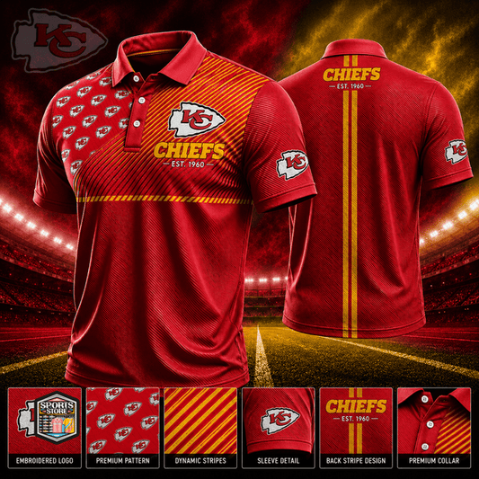 VIRAL EDITION - NEW CUSTOMIZED NFL01 KCC KANSAS CITY CHIEFS POLO SHIRT, ZIP POLO SHIRT & T-SHIRTS