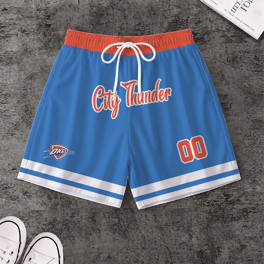 LIMITED EDITION - NEW CUSTOMIZED NBA01 OCT OKLAHOMA CITY THUNDER SHORT PANTS