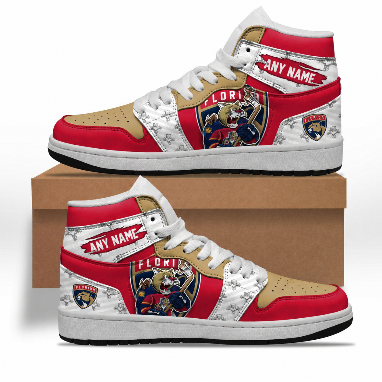 VIRAL EDITION - NEW CUSTOMIZED NHL01 FPT FLORIDA PANTHERS AIR JORDAN SNEAKERS