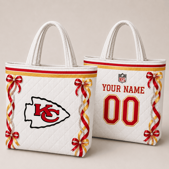 SPECIAL EDITION - NEW CUSTOMIZED NFL01 KCC KANSAS CITY CHIEFS QUILTED TOTE BAG