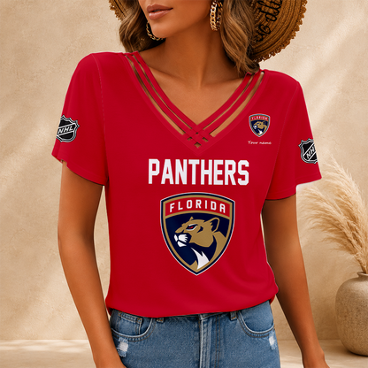 [SUPER SALE] NEW CUSTOMIZED NHL01 FPT FLORIDA PANTHERS V-NECK SHIRT