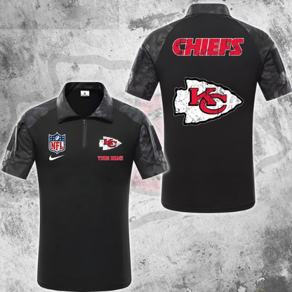 ELITE EDITION - NEW CUSTOMIZED NFL01 KCC KANSAS CITY CHIEFS POLO SHIRT, ZIP POLO SHIRT & T-SHIRTS