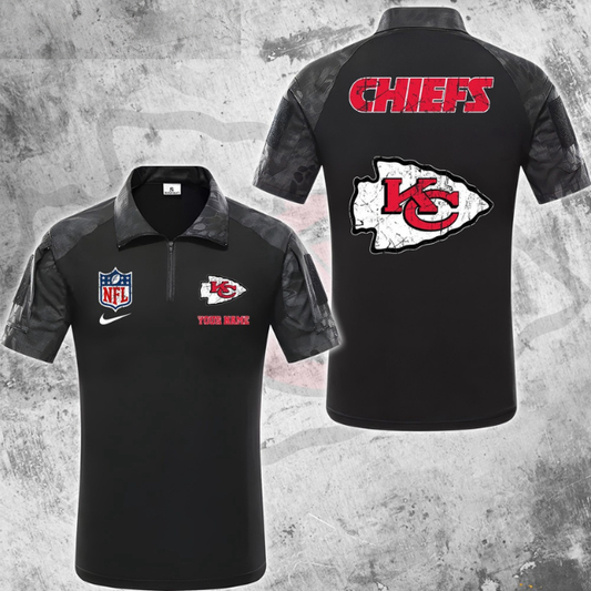 ELITE EDITION - NEW CUSTOMIZED NFL01 KCC KANSAS CITY CHIEFS POLO SHIRT, ZIP POLO SHIRT & T-SHIRTS