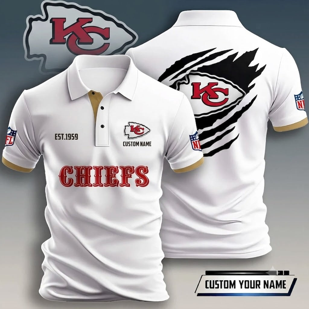 SPECIAL EDITION - NEW CUSTOMIZED NFL01 KCC KANSAS CITY CHIEFS T-SHIRT, POLO SHIRT, ZIP POLO SHIRT, HOODIE, ZIP HOODIE & SWEATSHIRT