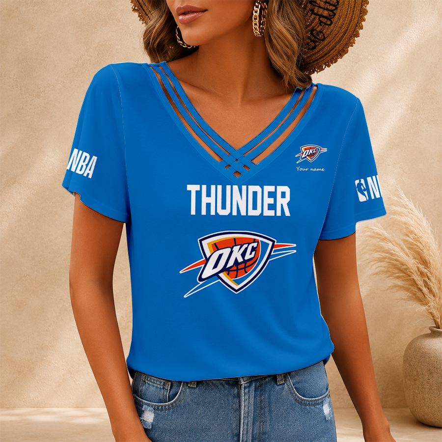 [HOT DEAL] NEW CUSTOMIZED NBA01 OCT OKLAHOMA CITY THUNDER V-NECK SHIRT