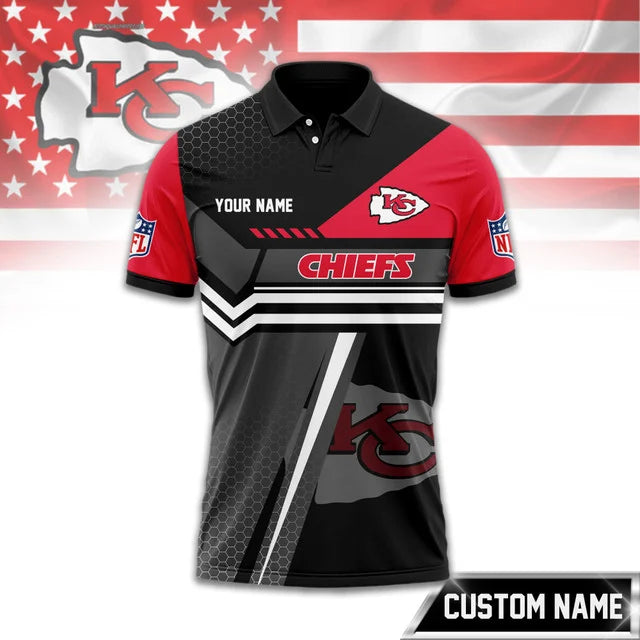 SPECIAL EDITION - NEW CUSTOMIZED NFL01 KCC KANSAS CITY CHIEFS POLO SHIRT, ZIP POLO SHIRT & T-SHIRTS