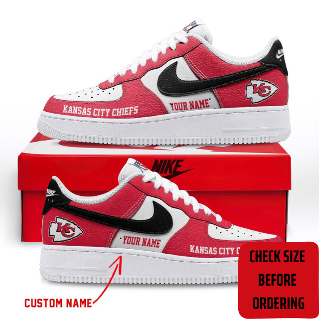ELITE EDITION - NEW CUSTOMIZED NFL01 KCC KANSAS CITY CHIEFS AF1 SHOES