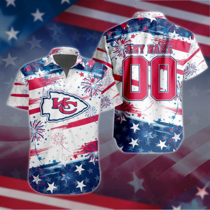 VIRAL EDITION - NEW CUSTOMIZED NFL01 KCC KANSAS CITY CHIEFS PATRIOTIC USA HAWAIIAN SHIRT