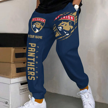 ELITE EDITION - NEW CUSTOMIZED NHL01 FPT FLORIDA PANTHERS SWEATPANTS